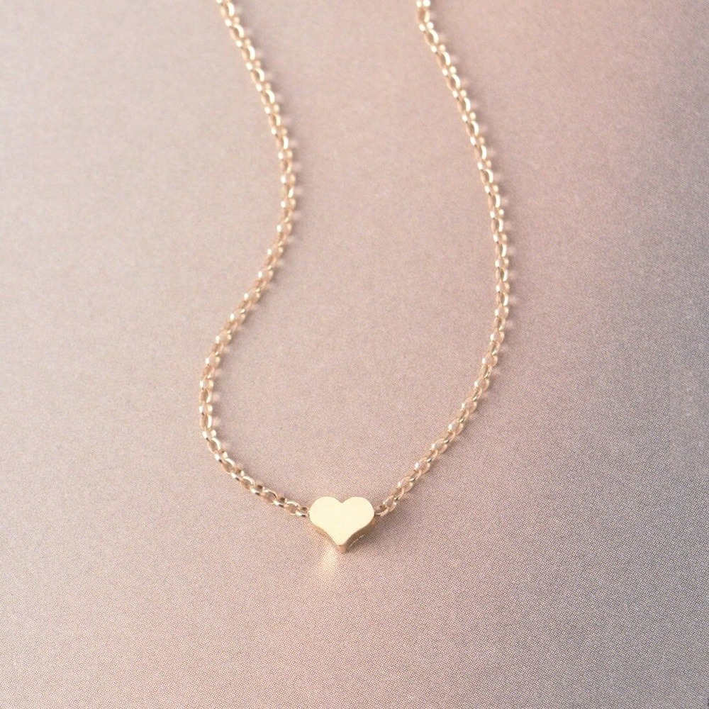 Heart Pendant Necklace Gold Chain Minimalist Jewelry Gift for Her